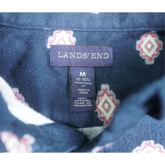 Lands’ End Men’s Navy Southwestern Button Up Shirt - Picture 3 of 7